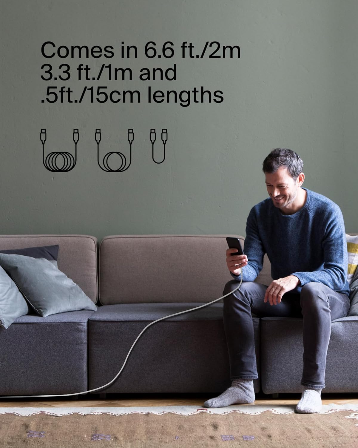 بيلكن كابل شحن مضفر نوع- سي، 1 متر - أبيض-7