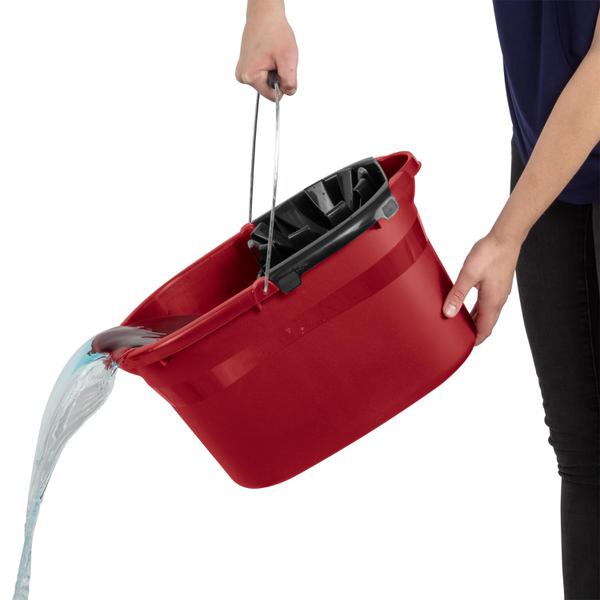 دلو بلاستيكي للممسحة من ستيرلايت، سعة 4.375 جالون، أحمر وأسود