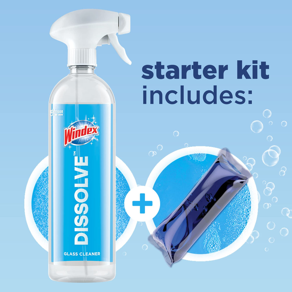 كبسولات ويندكس المركزة القابلة للذوبان لتنظيف الزجاج برائحة أصلية مع زجاجة رش قابلة لاعادة الاستخدام، 0.28 أونصة