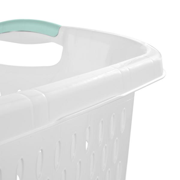 سلة غسيل بلاستيكية من ستيرلايت، سعة 2.7 بوشل، أبيض وكروم أزرق