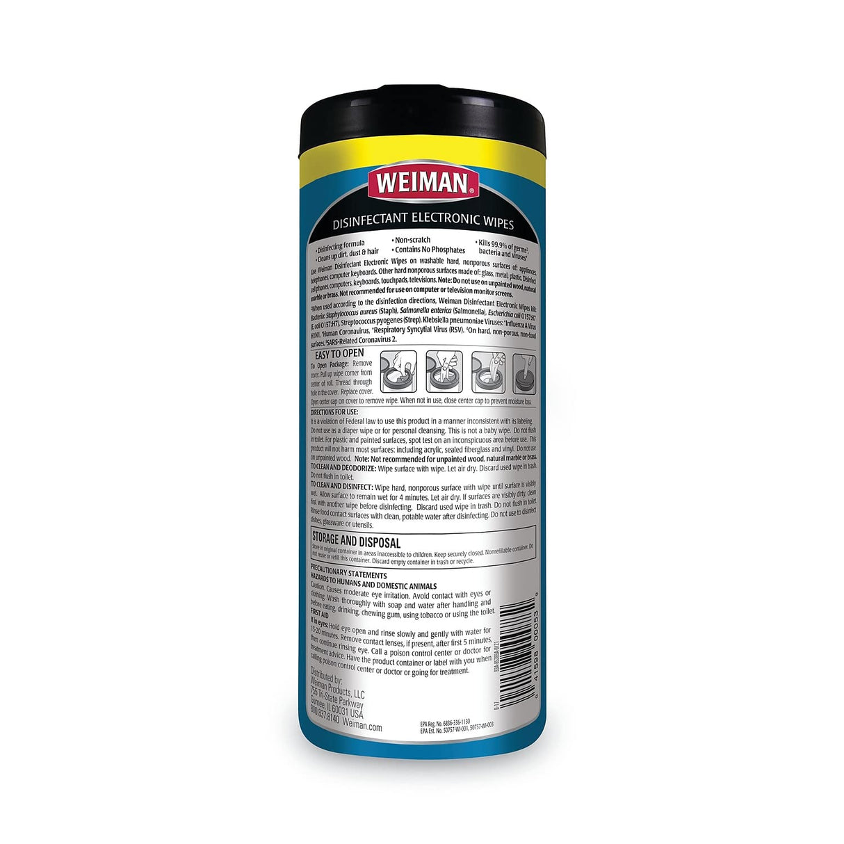 Weiman Electronic Disinfectant Wipes, 30 Count