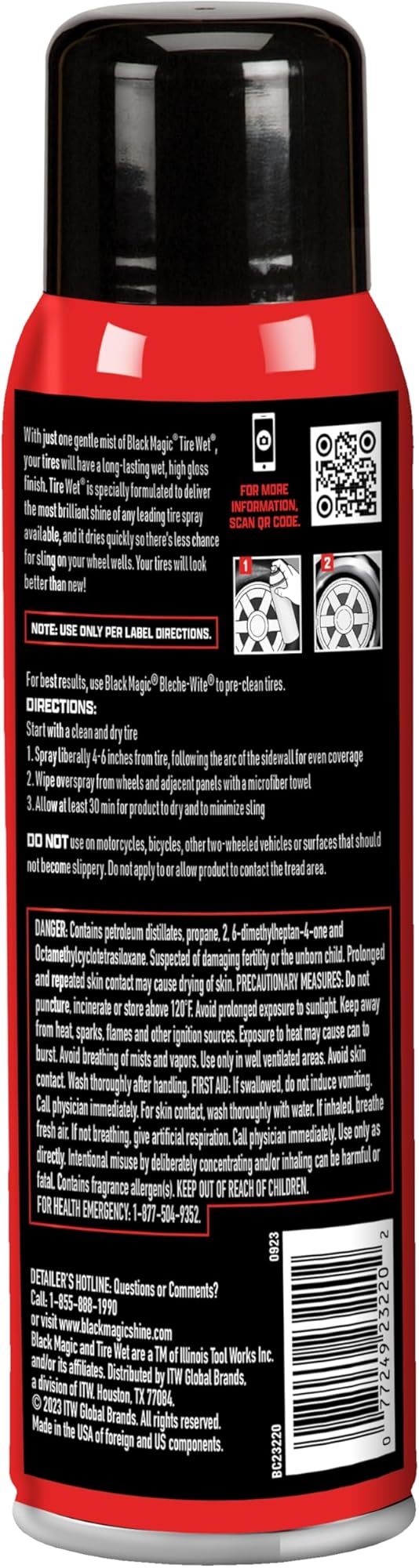 سبراي لتلميع الاطارات رطب شديد اللمعان من بلاك ماجيك - 411 جرام