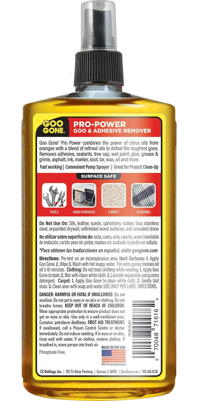 Goo Gone Pro Power Adhesive Remover Spray, 16 oz