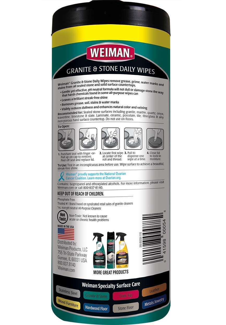 Weiman Granite Cleaning Wipes, 30 Count
