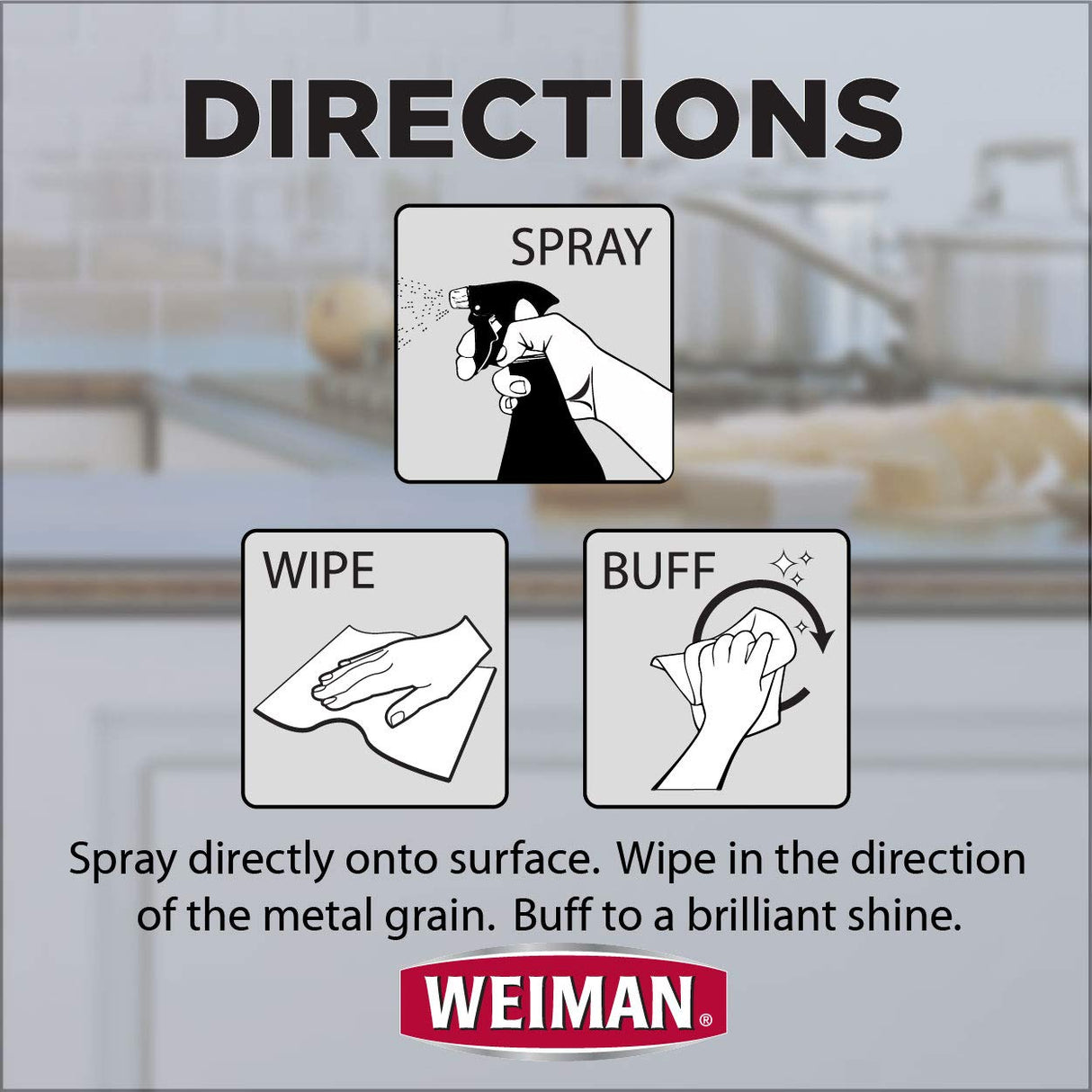 بخاخ منظف وملمع الفولاذ المقاوم للصدأ من ويمان، 12 أونصة