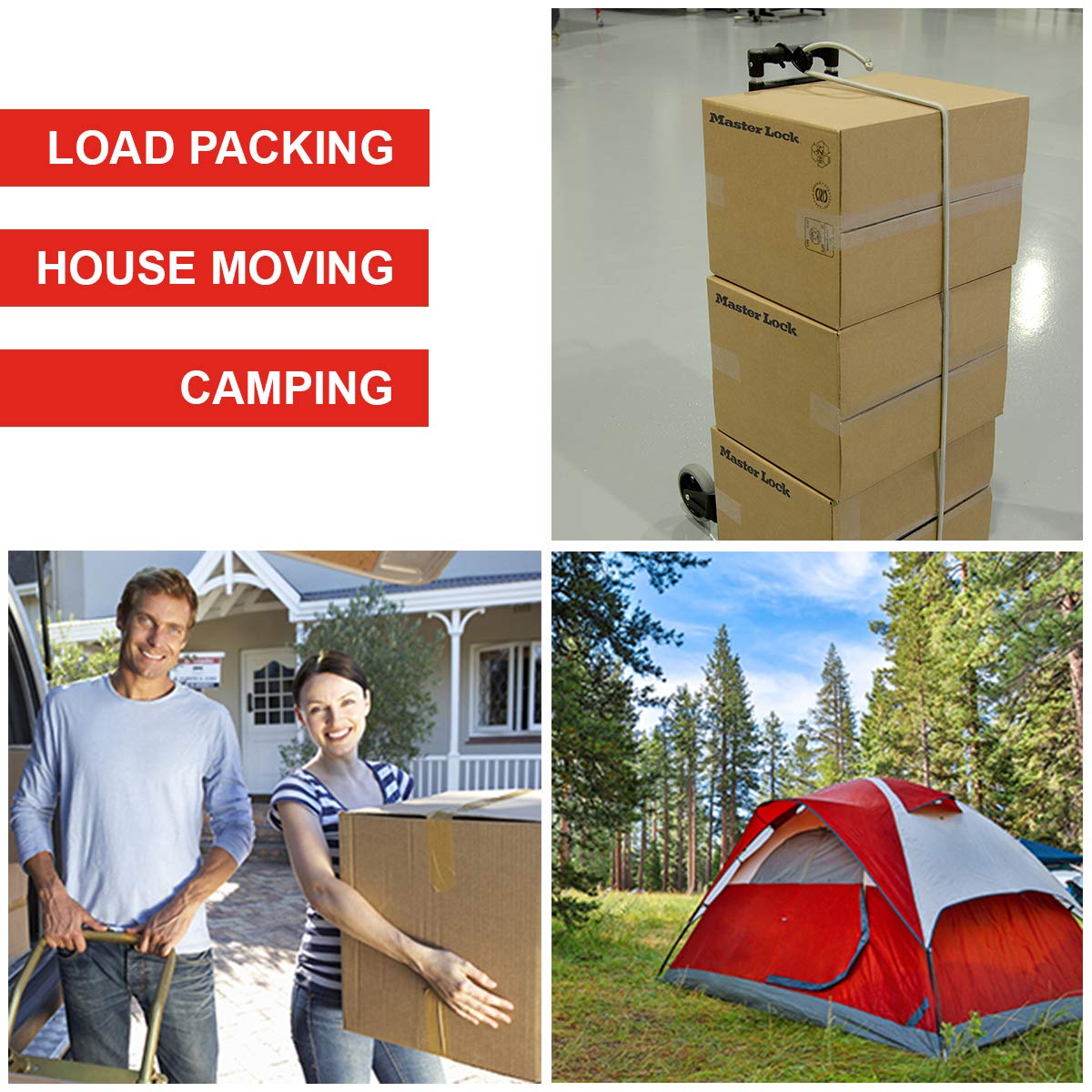 Master Lock Adjustable Bungee Cord Lock with Steelcore Hook, 150cm, Grey