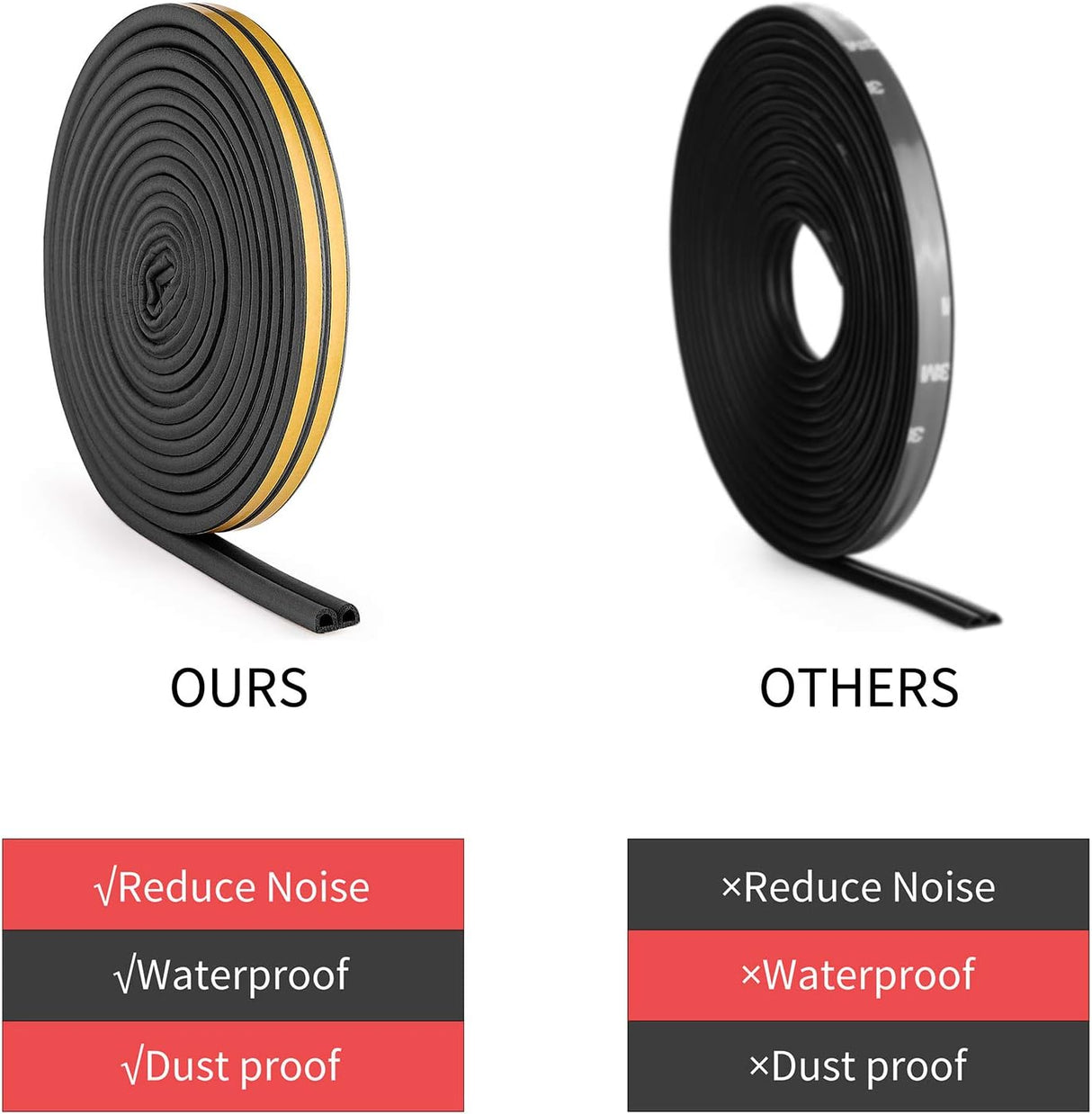 عازل فروست كينج مطاطي ذاتي الالتصاق مقاس 3/8 بوصة عرضًا × 1/4 بوصة ارتفاعًا × 17 قدمًا، أسود