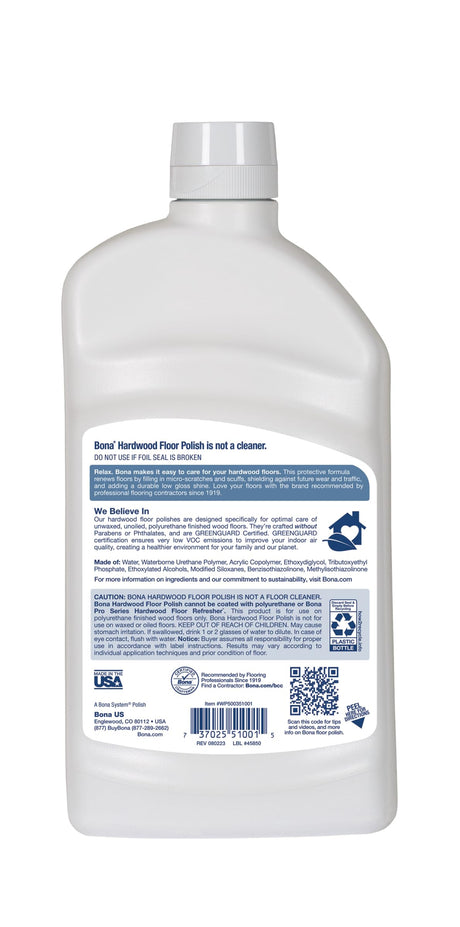 Hardwood Floor Polish - Low Gloss 32oz.