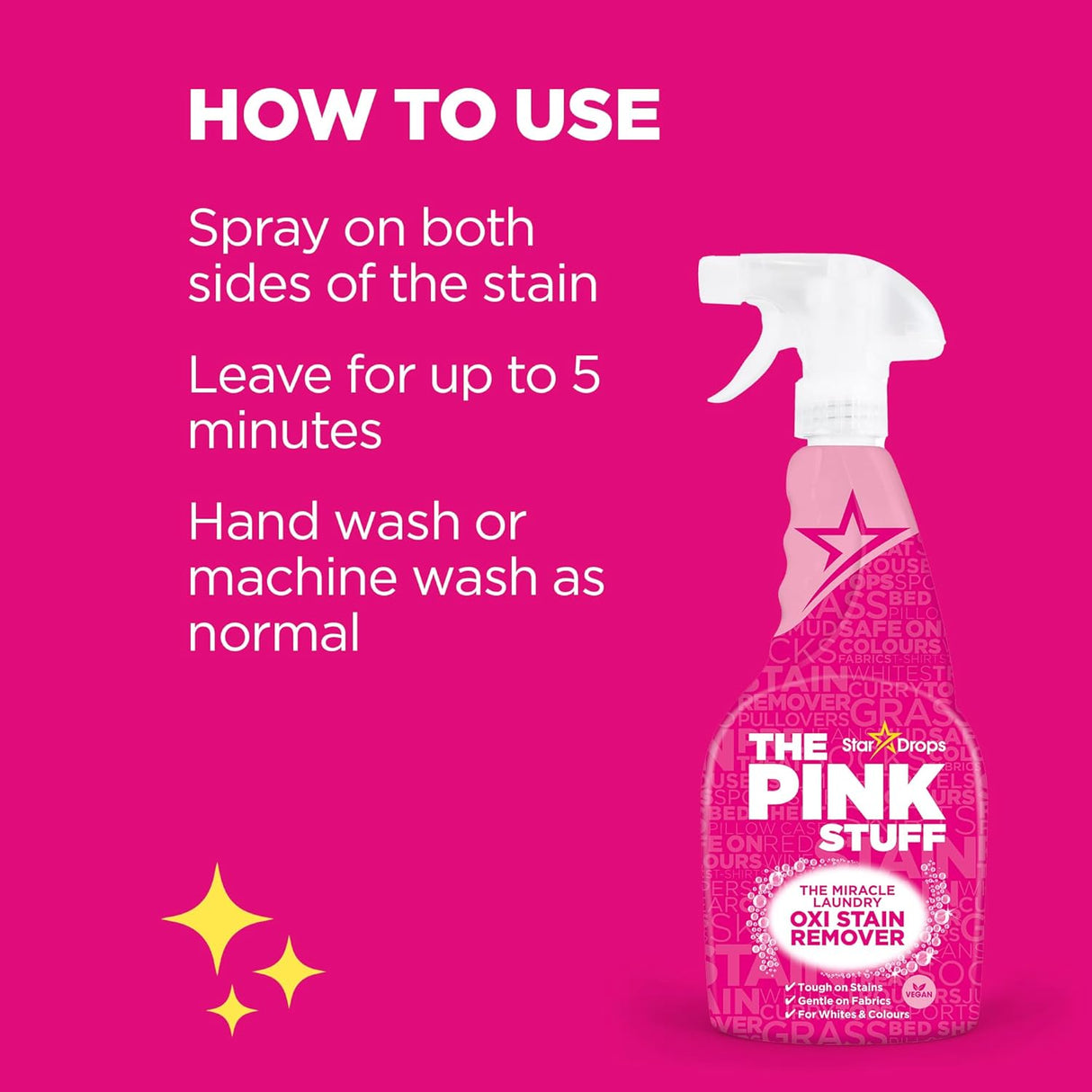 بخاخ بينك ستاف مزيل البقع أوكسي ميراكل للملابس، 16.9 أونصة