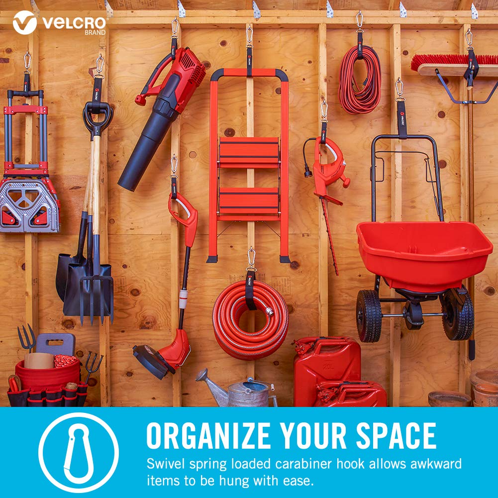 حزام تخزين فيلكرو سهل التعليق عالي التحمل، كبير، 32 بوصة × 1 بوصة، أسود