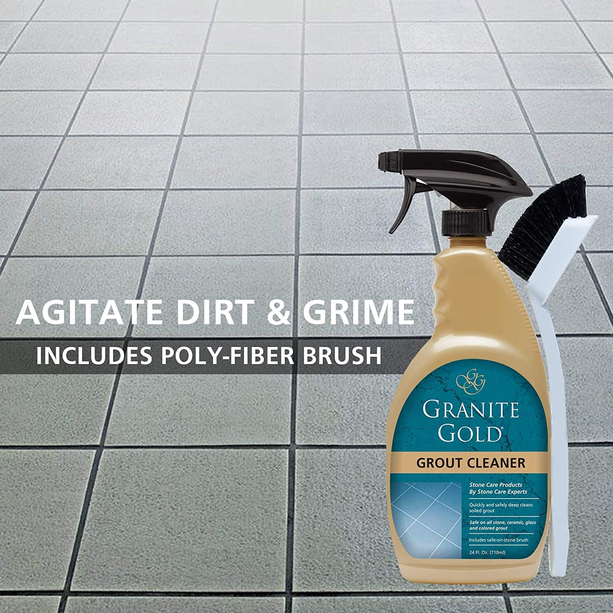 Granite Gold Grout Cleaner Spray with Brush, 24 oz