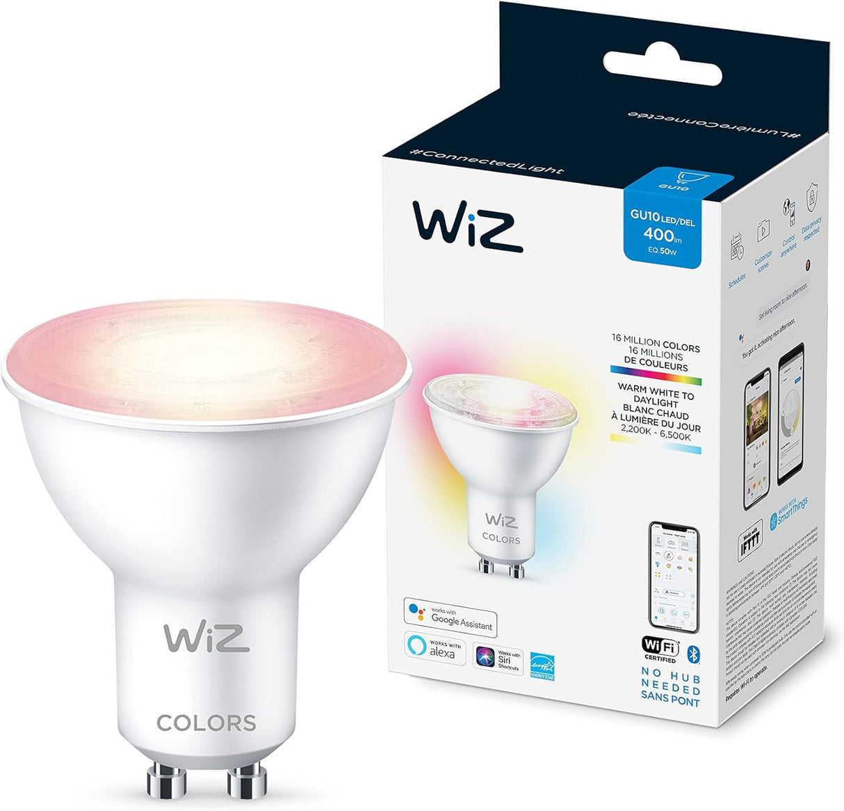 Wiz Smart WiFi Bluetooth Color Light Bulb GU10 Base, 50W - White