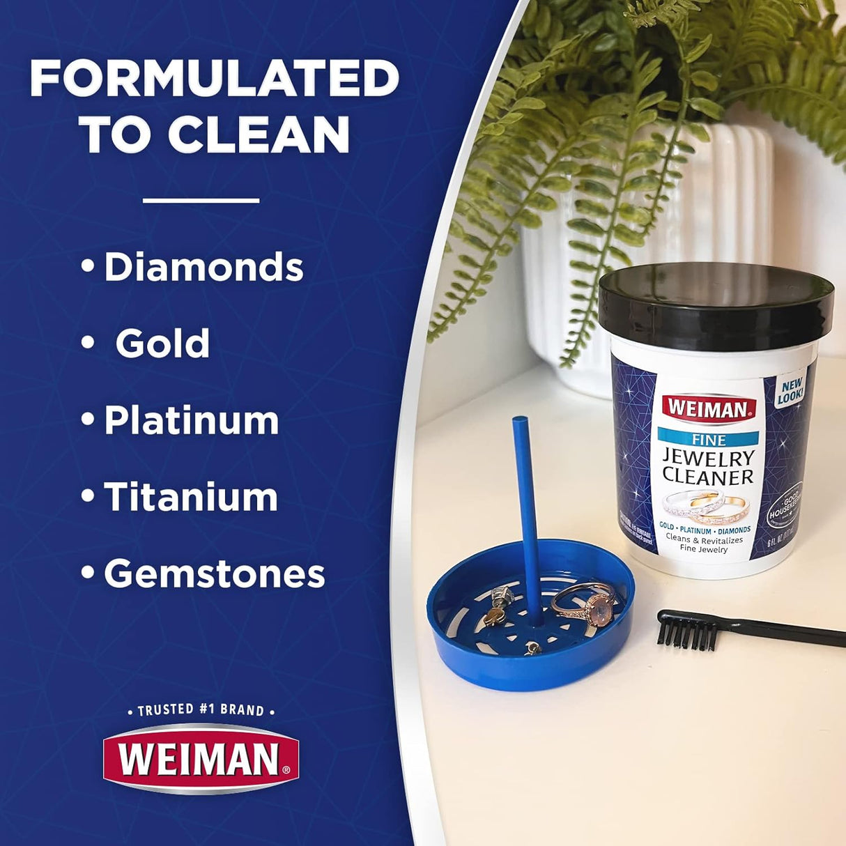 Weiman Fine Jewelry Liquid Cleaner with Cleaning Brush, 6 oz