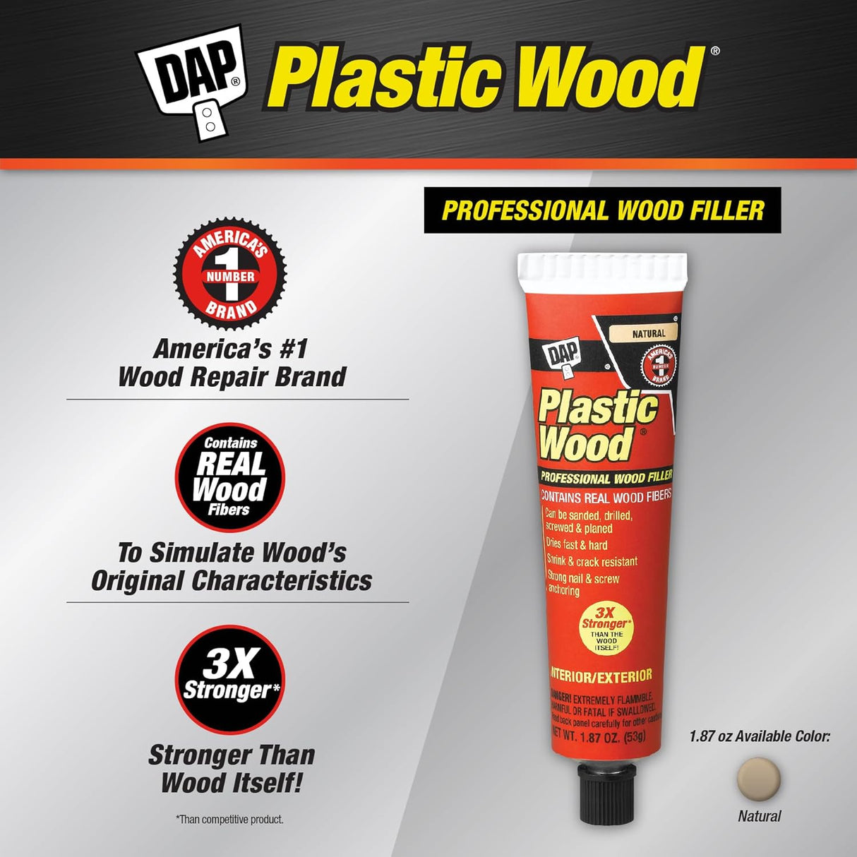 Dab Glue Wood Plastic Filler Cellulose Fiber Wood Filler, 1.875 oz