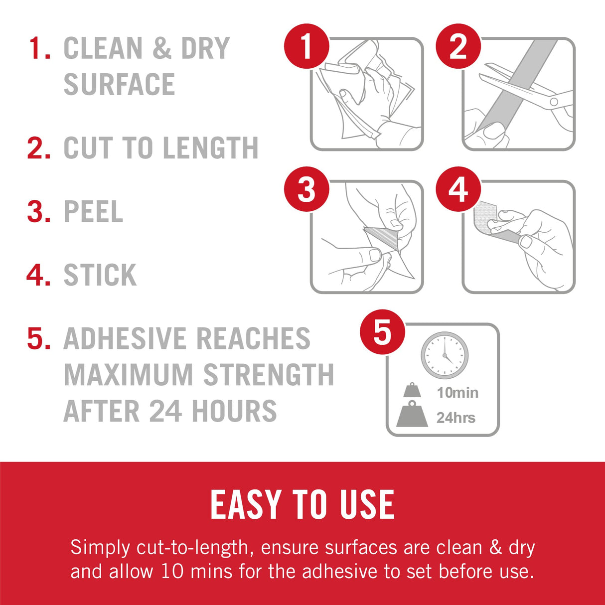 شرائط لاصقة من الفيلكرو، 4 قطع، 3.5 بوصة × 3/4 بوصة، شفافة