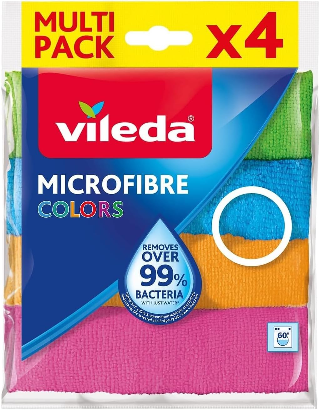 Vileda Microfiber Cleaning Cloth, 4 Pieces - Multicolor
