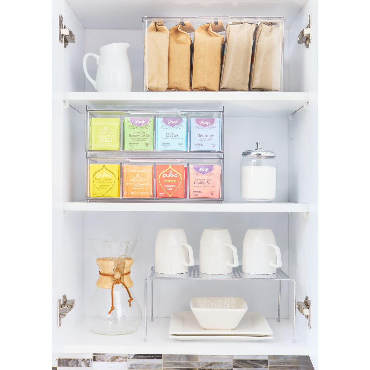 RPET Crisp Tea Storage Organizer Clear