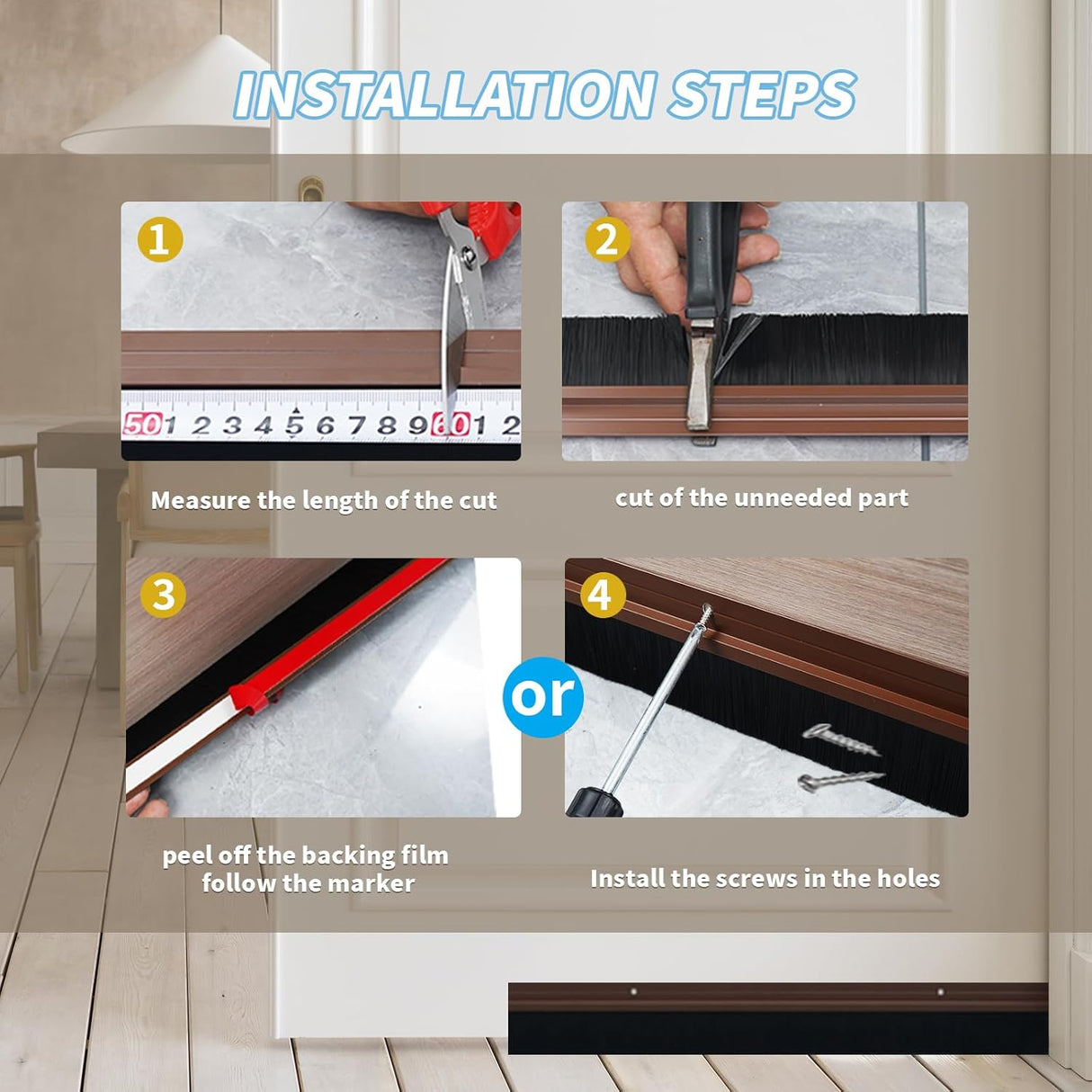 ممسحة أسفل الباب فروست كينج عازل عالي التحمل، 1/4 × 3/8 بوصة، طول 17 قدم، أسود