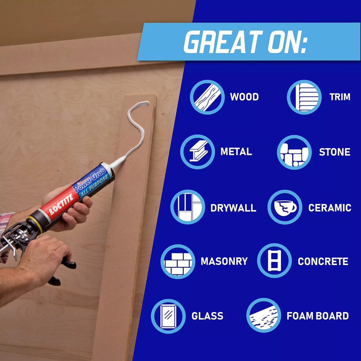 Loctite Power All Purpose Construction Adhesive, White, 9 oz