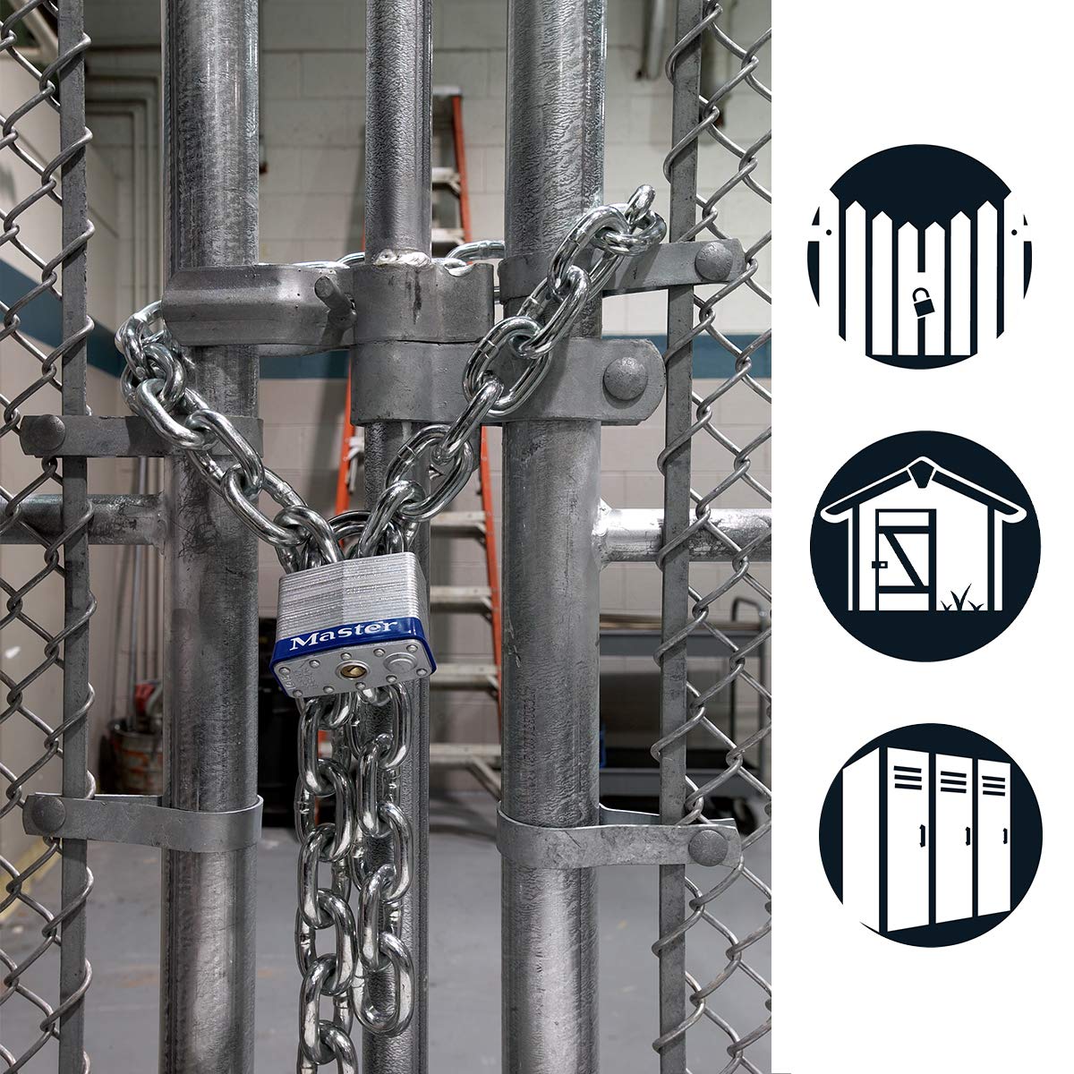 Master Lock 4 Pin Steel Padlock, Silver and Blue