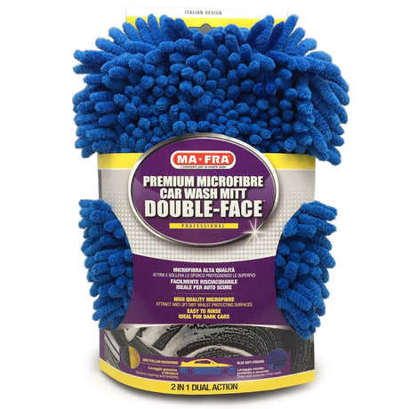 ما فرا قفاز مايكروفايبر مزدوج الوجه لغسيل السيارة - ازرق