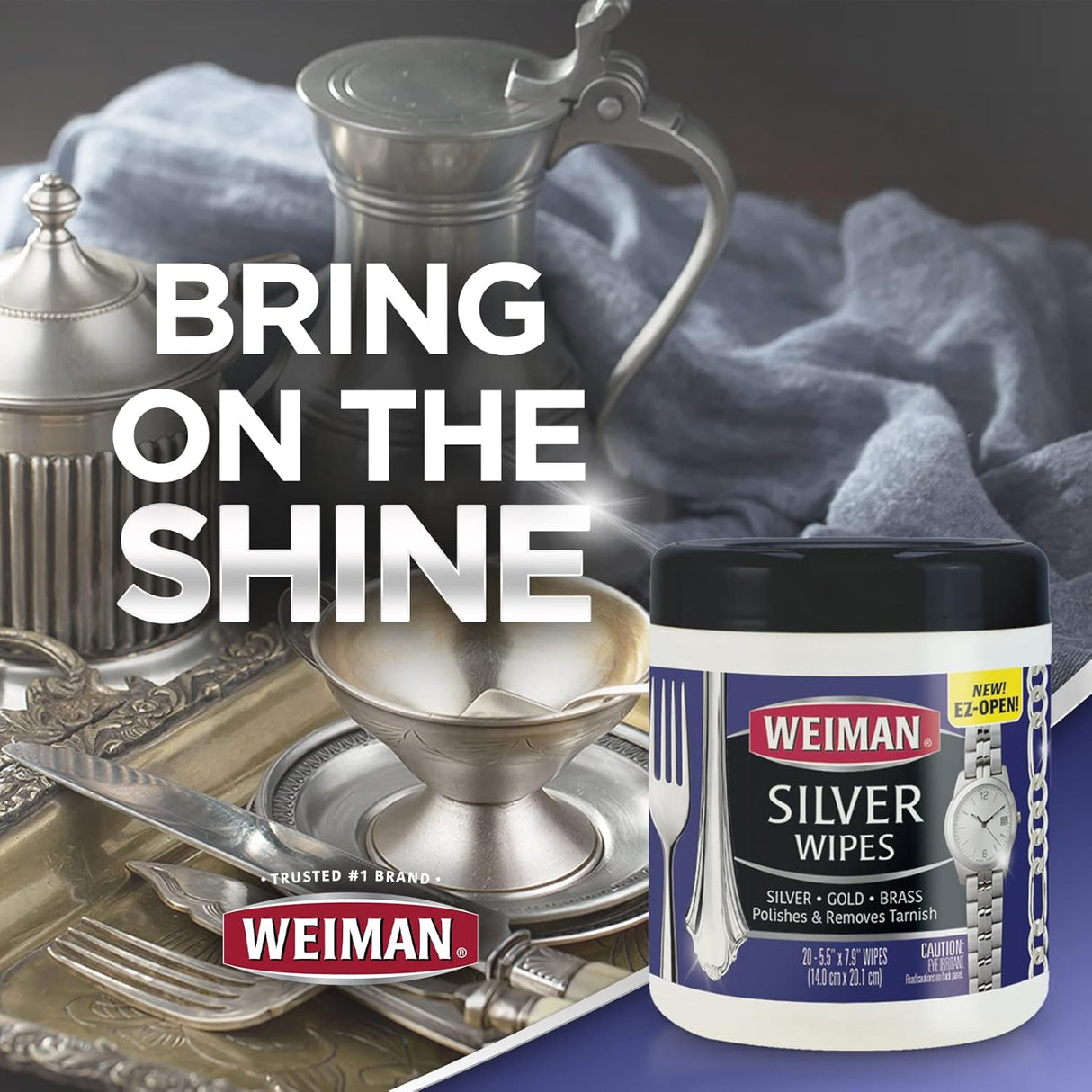 ملمع المجوهرات ويمان مناديل مبللة لازالة البقع عن المجوهرات، 20 قطعة