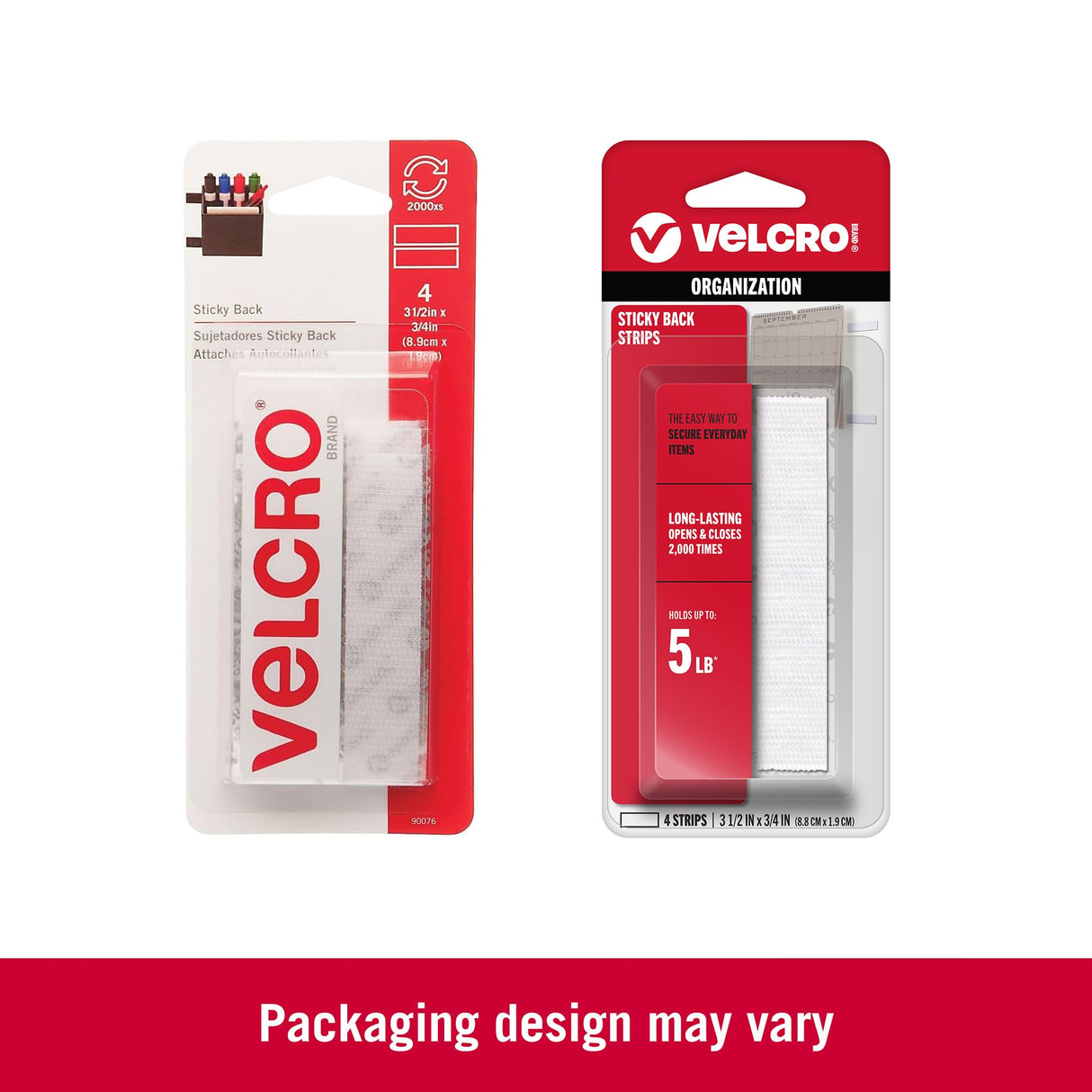 شرائط لاصقة من الفيلكرو، 4 قطع، 3.5 بوصة × 3/4 بوصة، شفافة