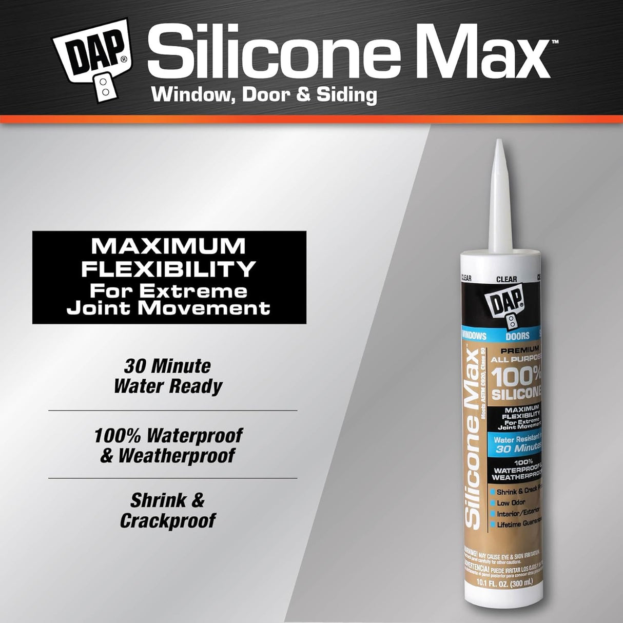 DAP Silicone Max Premium All Purpose 100% Silicone Clear 10.1-oz.