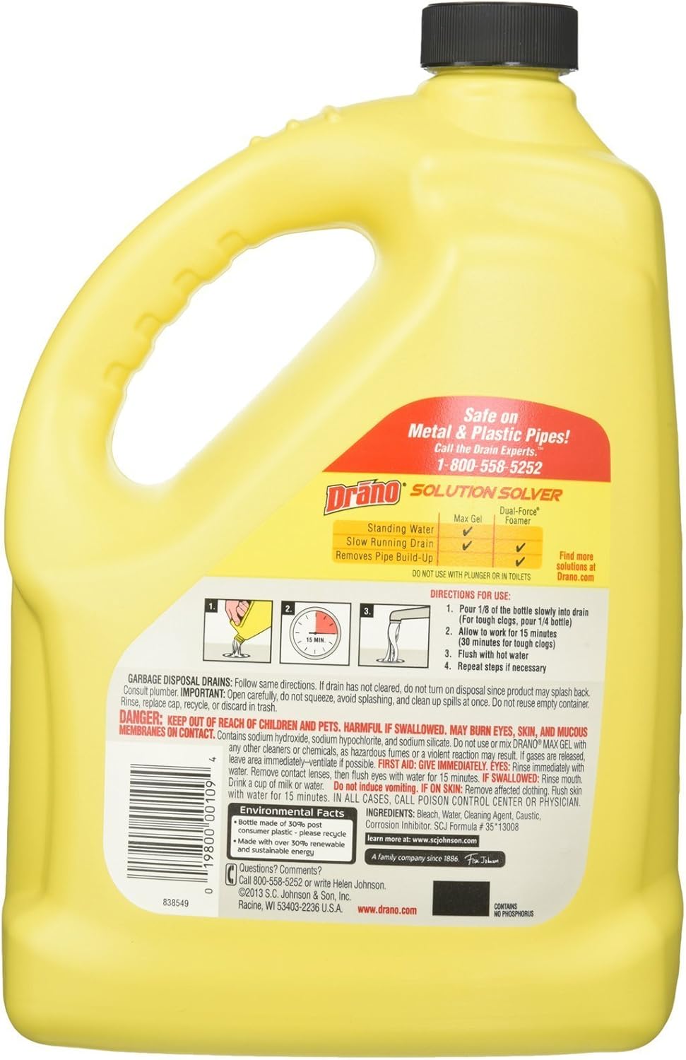 Drano Commercial Line Clog Remover Gel, 128 oz