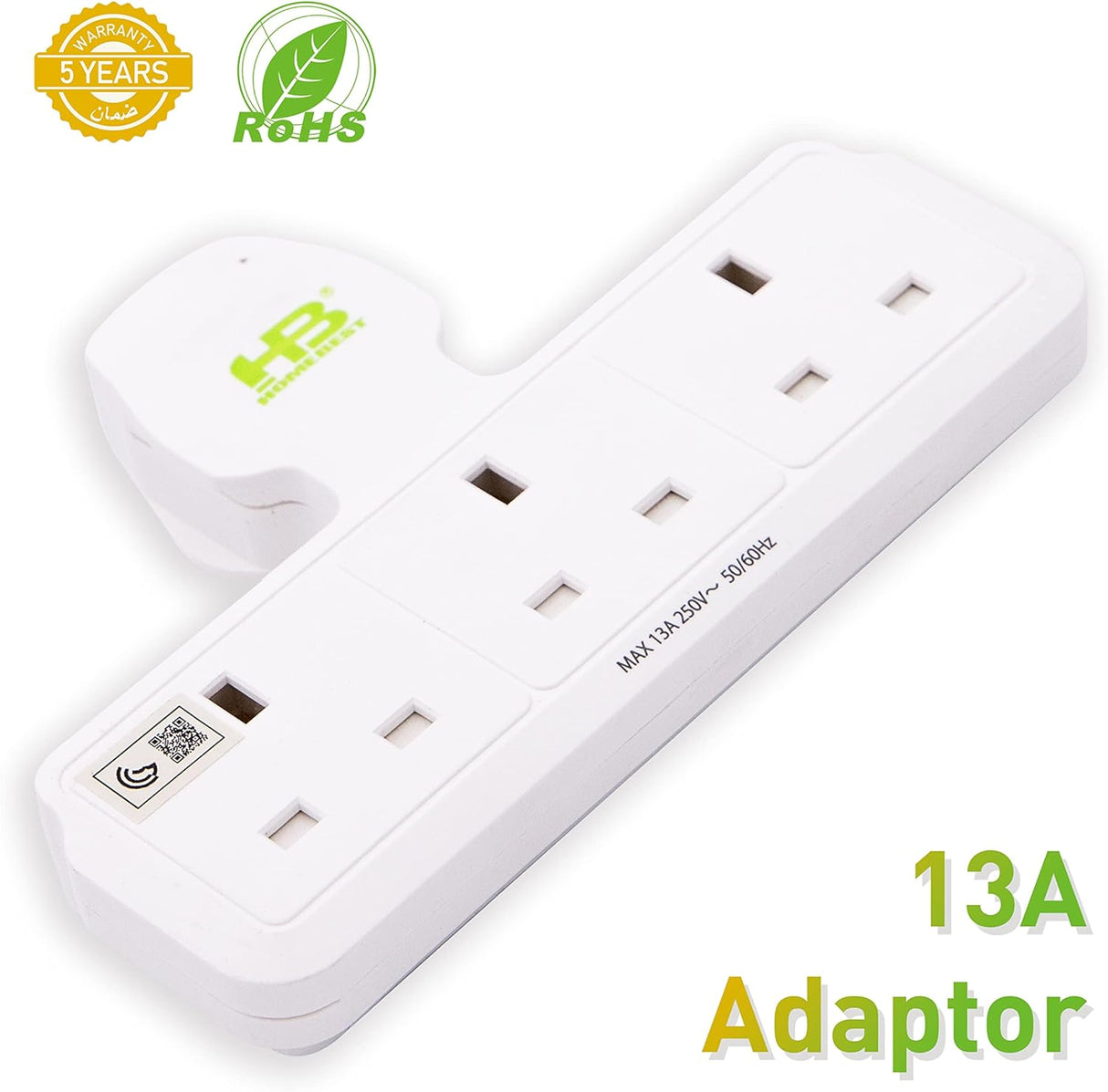 هوم بيست قابس كهربائي مدمج، 13 أمبير - ابيض-2