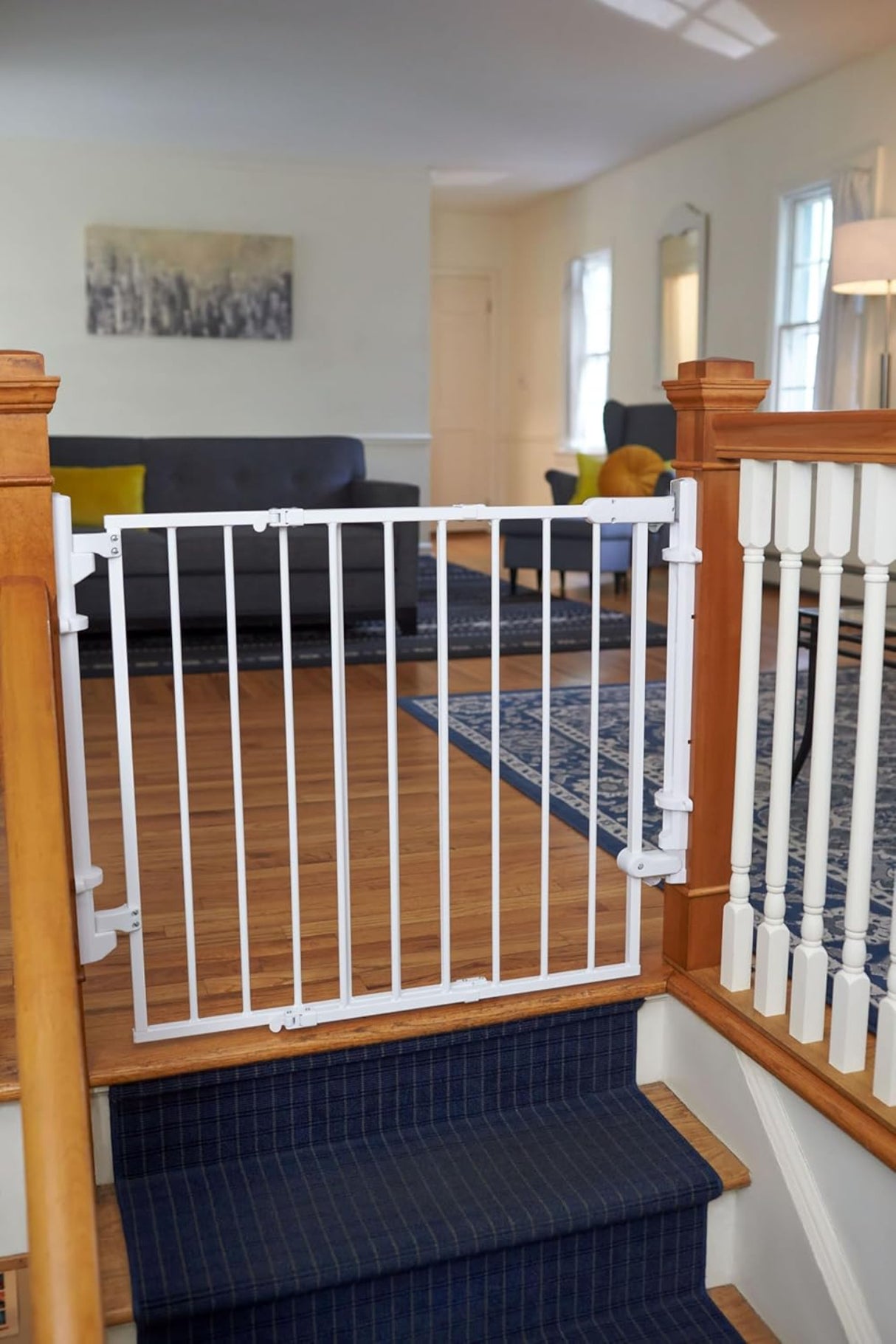 بوابة للأطفال جاهزة للتثبيت متعددة الاستخدامات مع باب سيفتي 1ست - أبيض-8