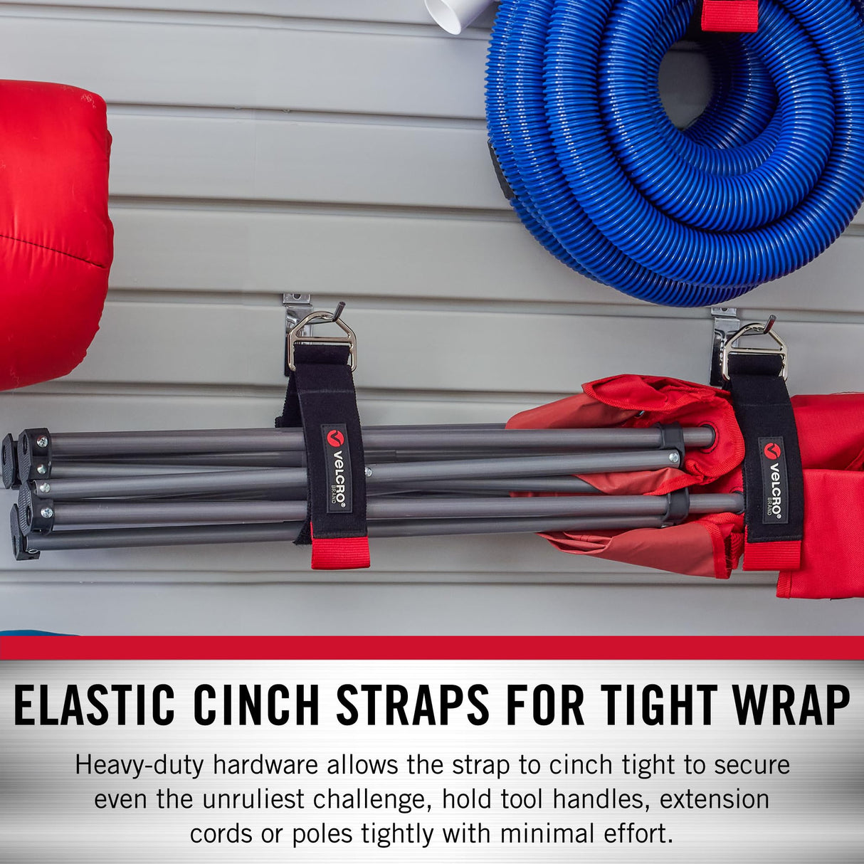 حزام فيلكرو صغير الحجم سهل التعليق، 16 بوصة × 1 بوصة، أسود