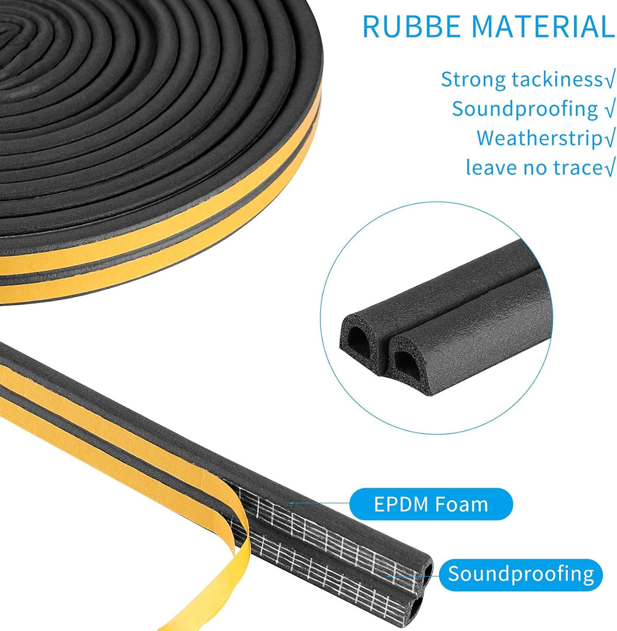 عازل فروست كينج مطاطي ذاتي الالتصاق مقاس 3/8 بوصة عرضًا × 1/4 بوصة ارتفاعًا × 17 قدمًا، أسود