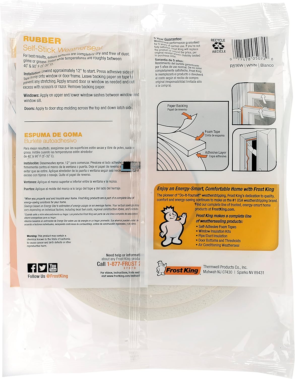 3/8x3/16 WHT Foam Tape