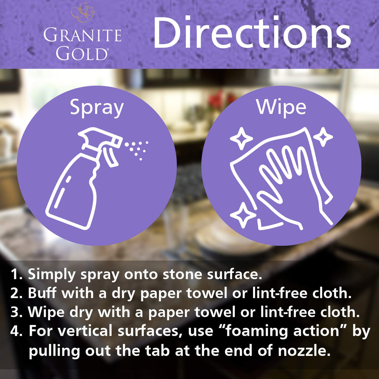 بخاخ جرانيت جولد للتنظيف العميق والتلميع بدون خطوط، 24 أونصة