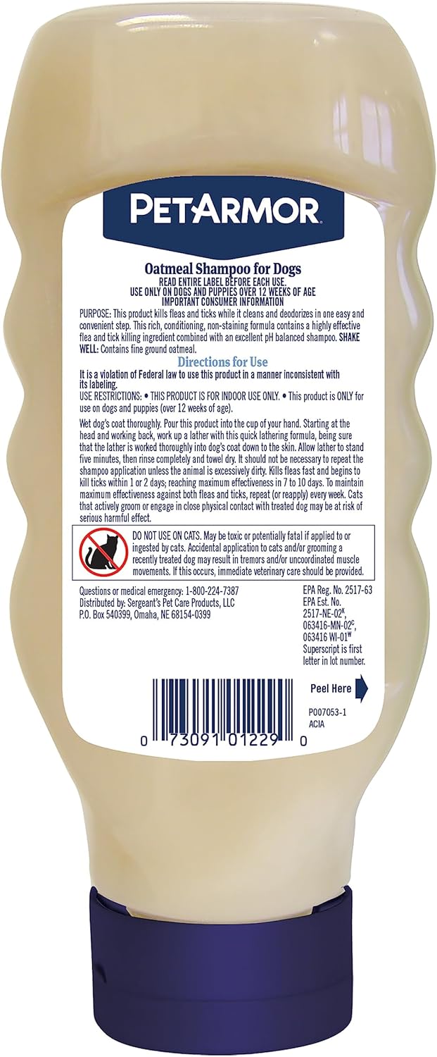 شامبو بالشوفان بيتارم للحماية من البراغيث والقراد للكلاب من بيت ارمور - 532 مل