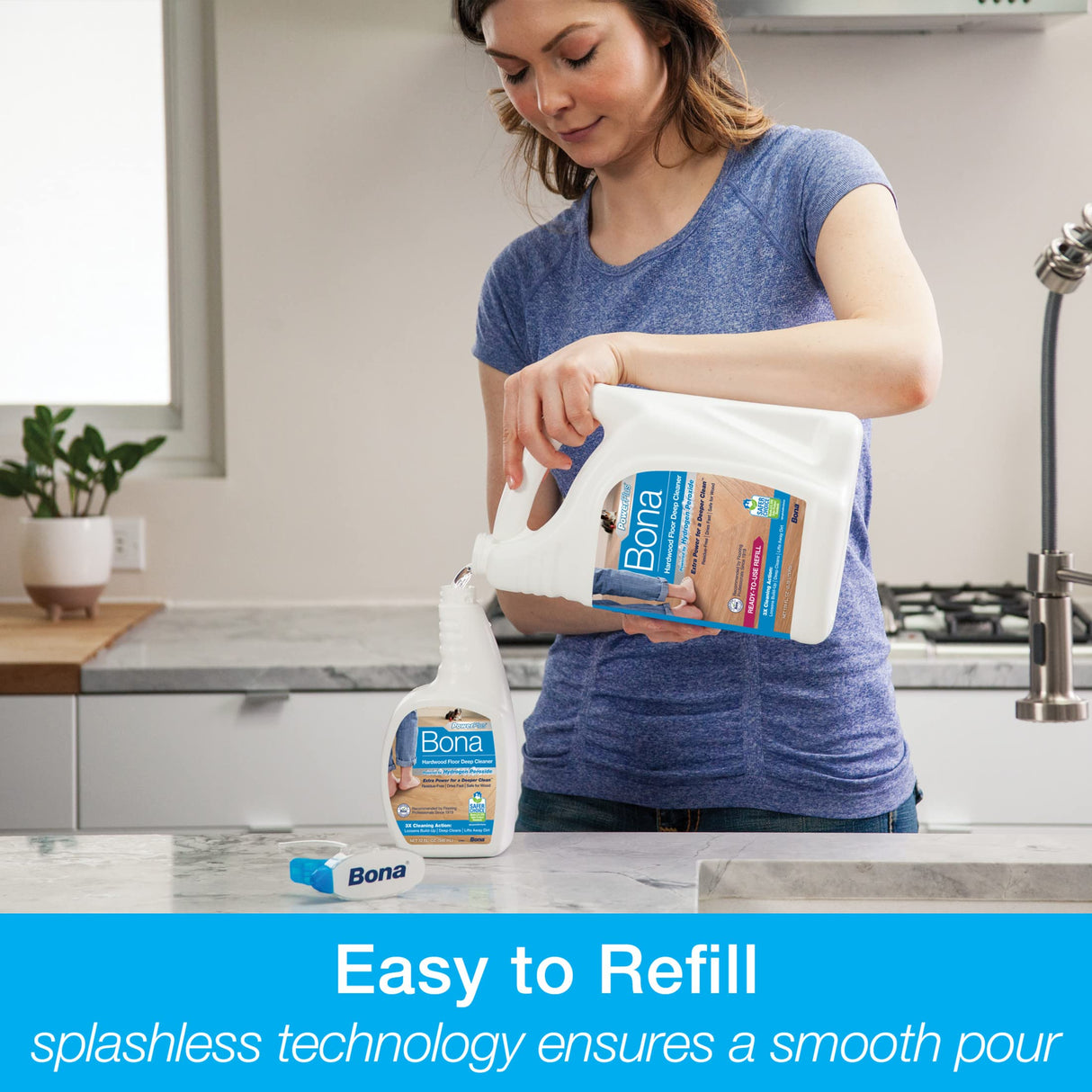 منظف الأرضيات الخشبية العميق القابل لاعادة التعبئة من بونا باور بلس، 128 أونصة