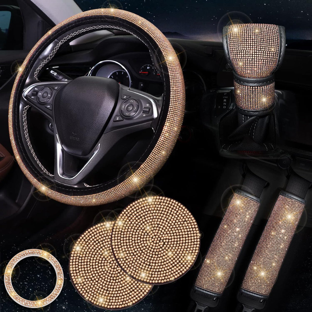 Custom Accessories Steering Wheel Cover – Shiny Gold