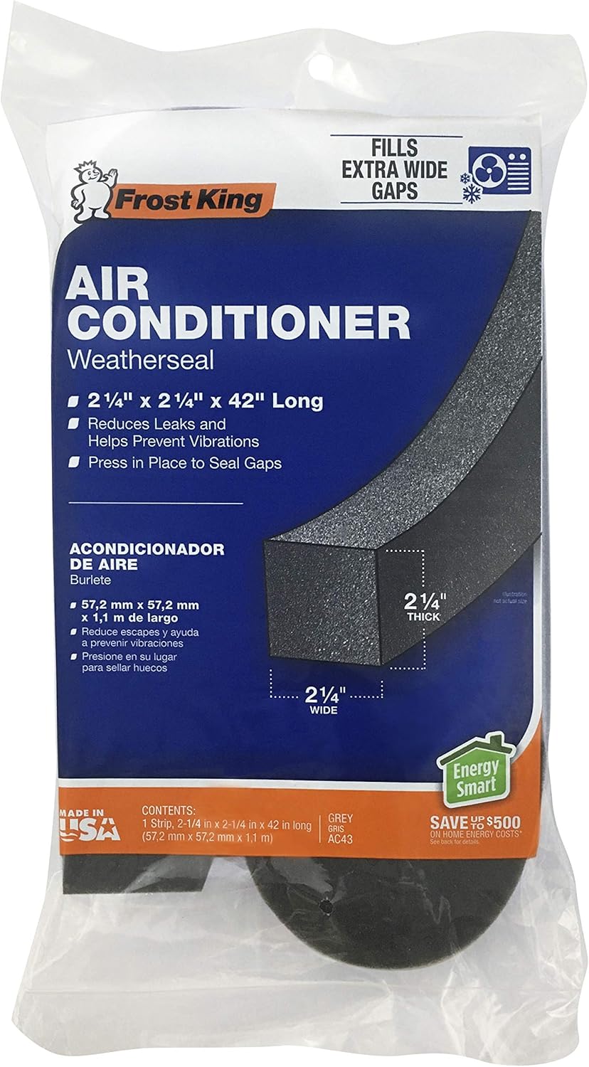 Frost King Air Conditioner Heat Insulation Cover, 2-1/4" x 2-1/4" x 42", Grey