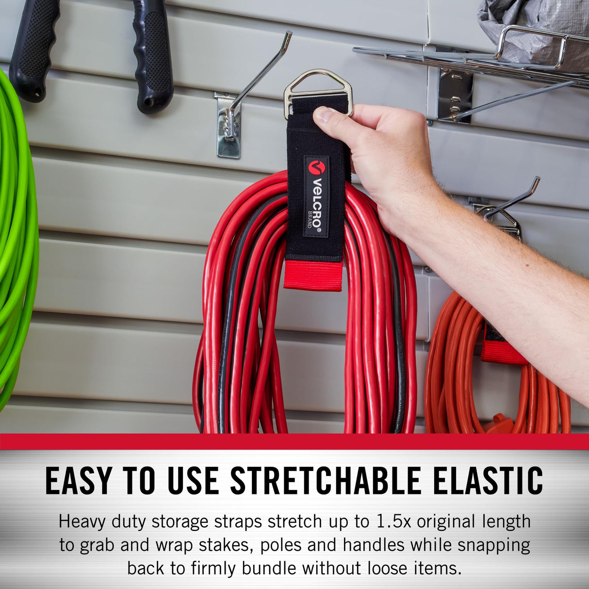 حزام فيلكرو صغير الحجم سهل التعليق، 16 بوصة × 1 بوصة، أسود