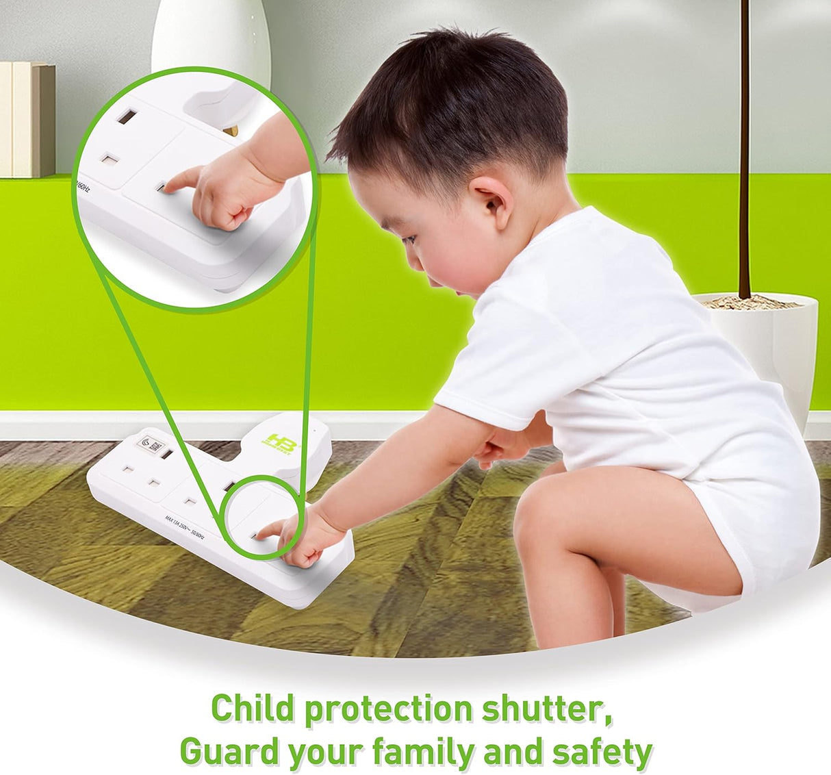 هوم بيست قابس كهربائي مدمج، 13 أمبير - ابيض-5