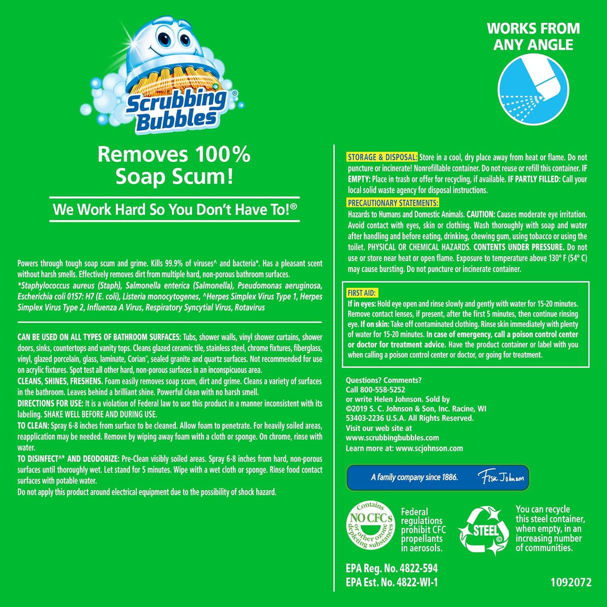 Johnson's Scrubbing Bubbles Bathroom Cleaner Spray, 20 oz