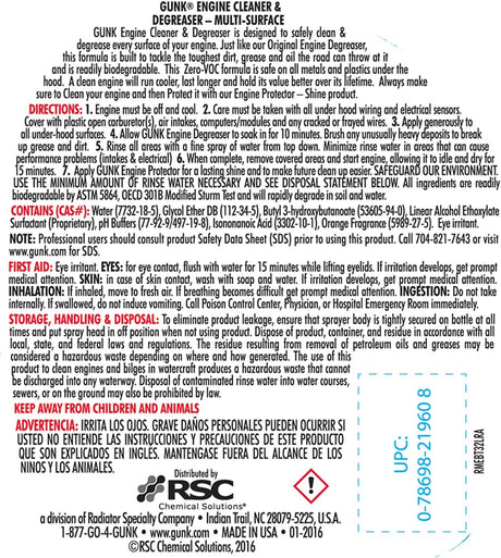 Gunk Engine Cleaner & Degreaser - 946g