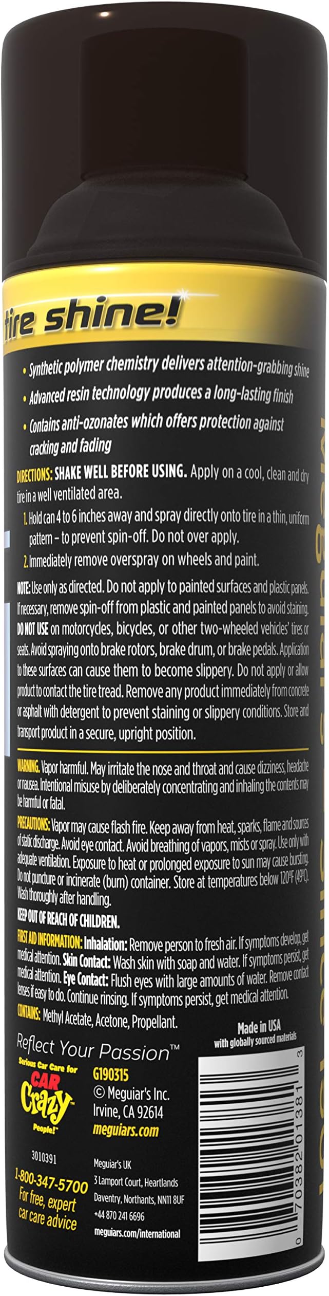 Meguiar's Ultimate Insigne Shine Tire Polish Spray - 425g