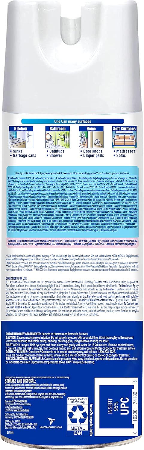 بخاخ مطهر ليسول كريسب برائحة الكتان، 12.5 أونصة