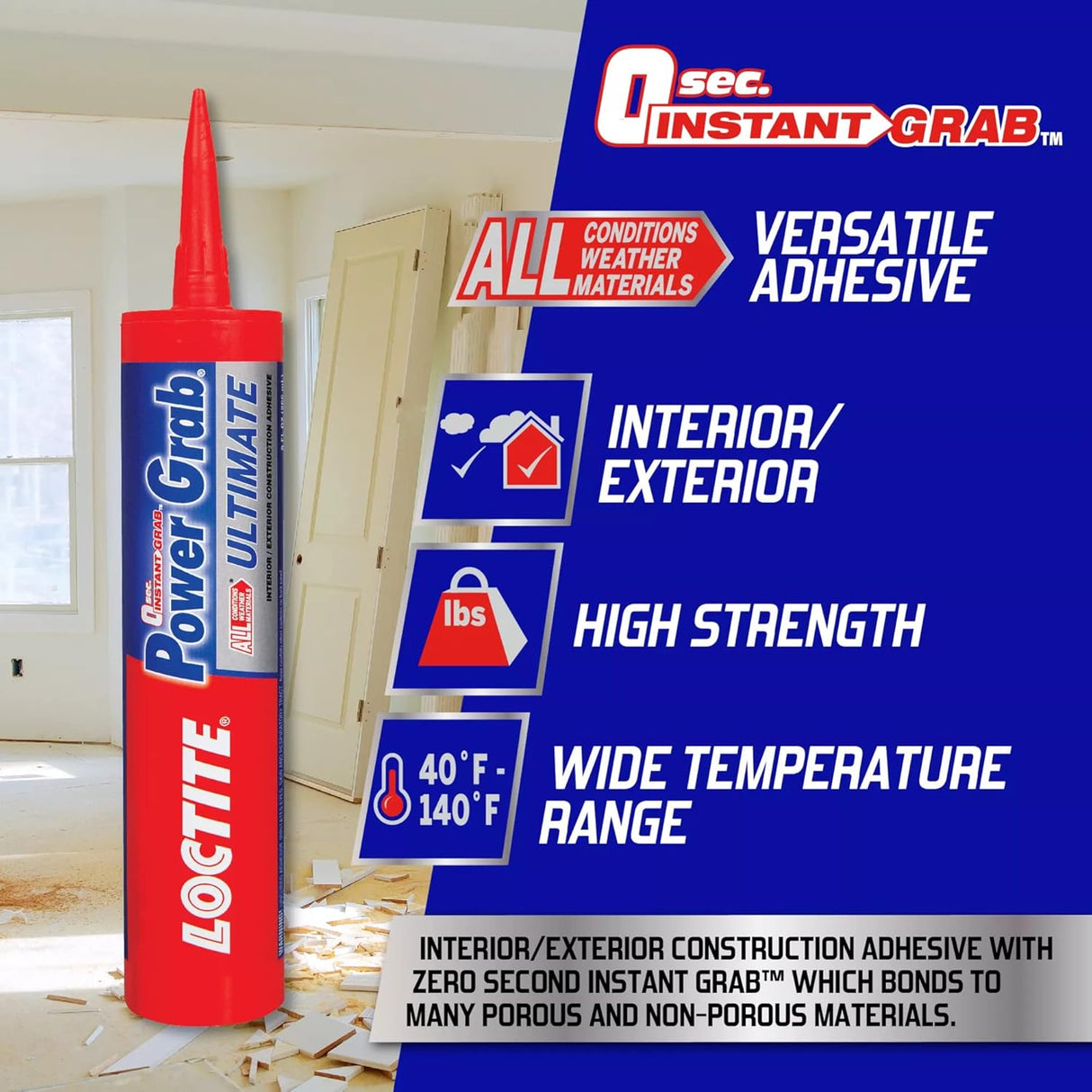 Loctite PowerGrub Ultimate All Purpose Construction Adhesive, 9 oz