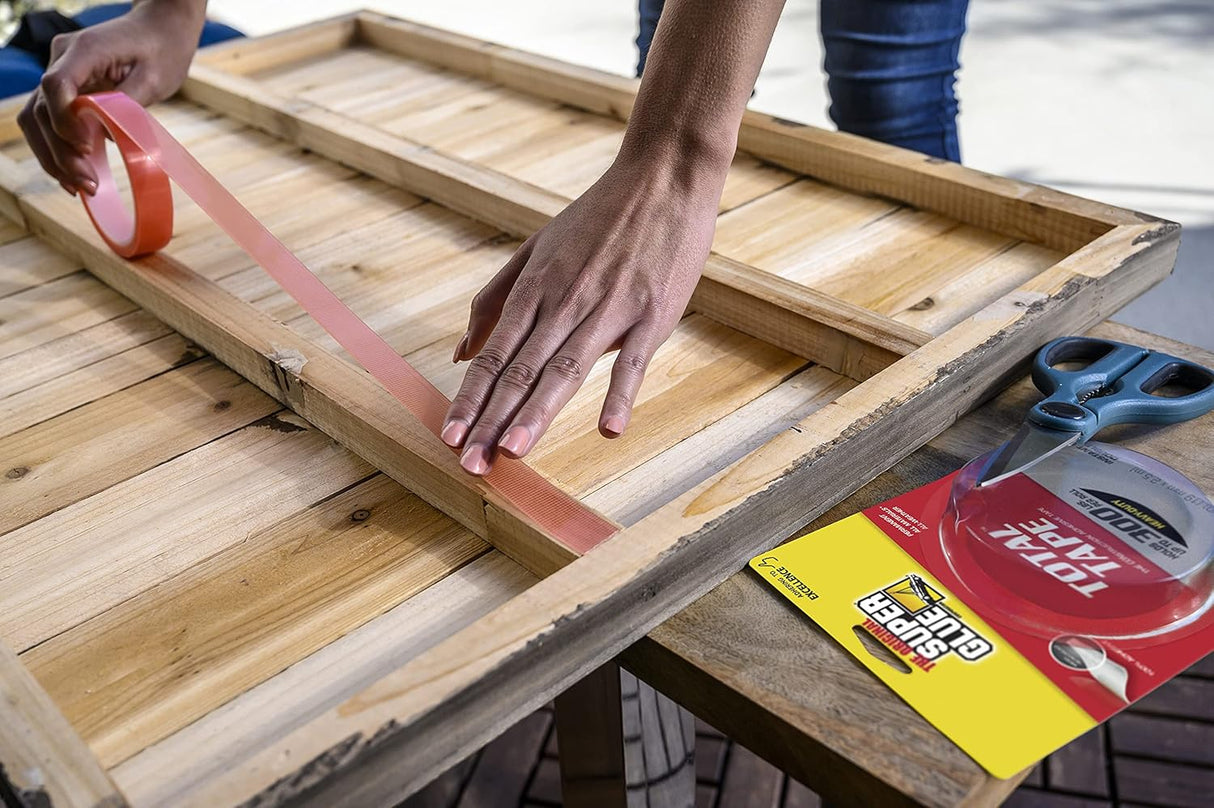 Super Glue Total Tape Double Sided Tape, Red, 0.75" x 98"