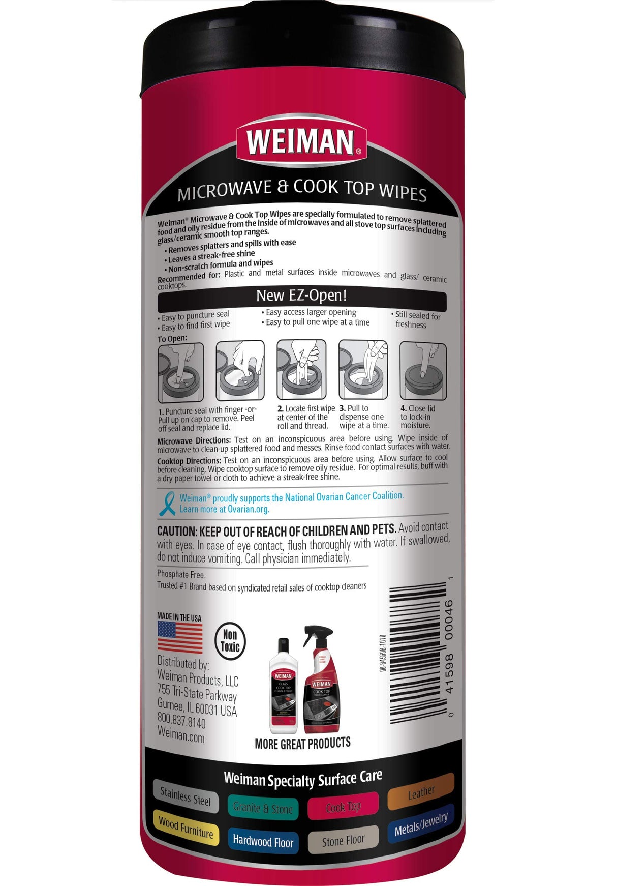Weiman Microwave & Cooktop Wipes, 30 Count