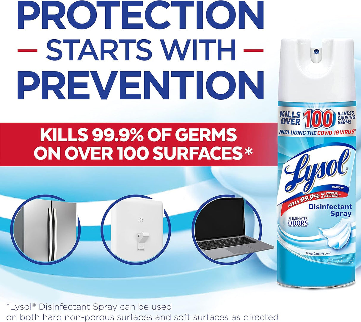 بخاخ مطهر ليسول كريسب برائحة الكتان، 12.5 أونصة