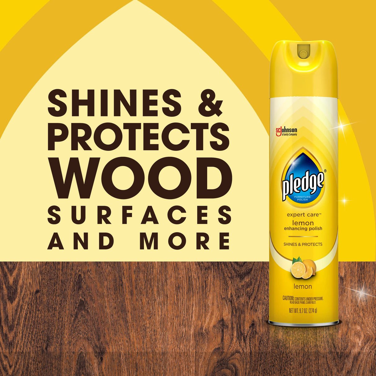 Pledge Expert Care Wood Polish Spray, Lemon Scent, 9.7 oz